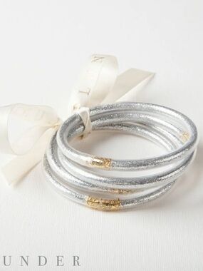 Plunder Design Glitter Jelly Bracelet Set Silver Core Color - Marlene